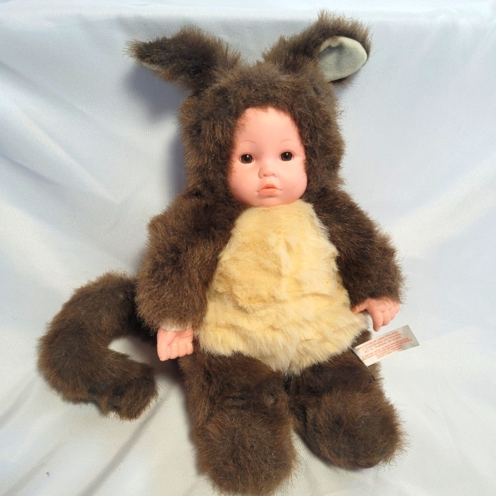 VTG 1998 Anne Geddes Baby Squirrel Plush Doll Vinyl Face Hands